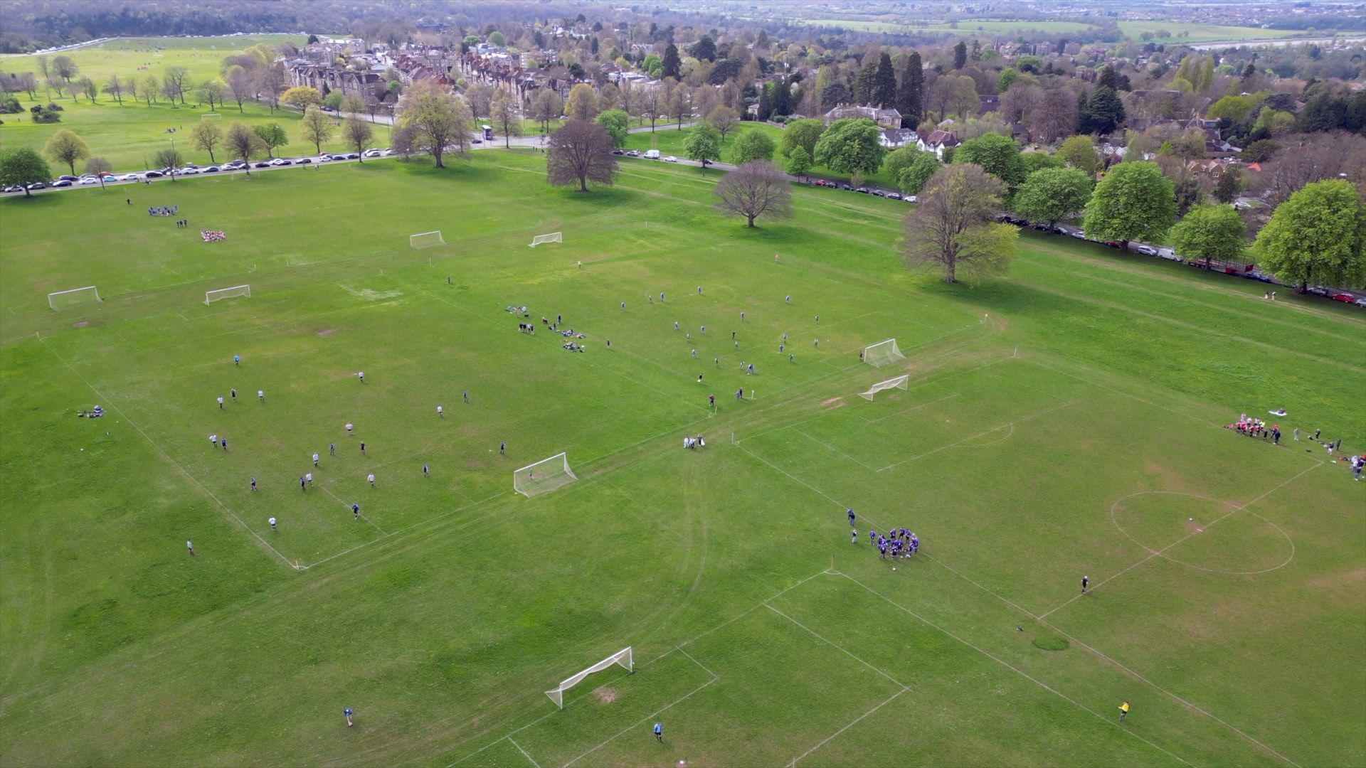 Grassroots football matches at the Downs